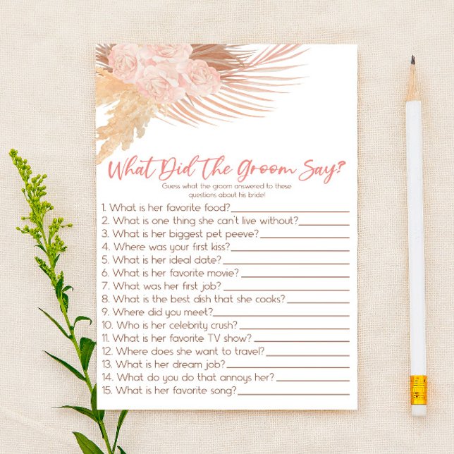 Papelería Boho Pink Lo Que Los Groom Dicen Es Un Juego De Du (Subido por el creador)
