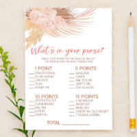 Boho Pink What's In Purse Bridal Shower Game