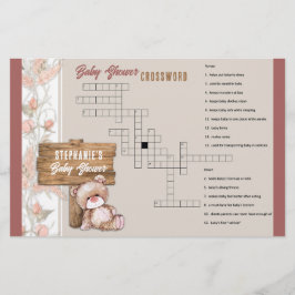 Papelería Boho Teddy Bear juego de palabras cruzadas en Baby