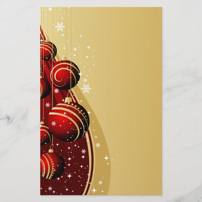 Papelería Bolas de oro y Navidades rojos (Anverso)