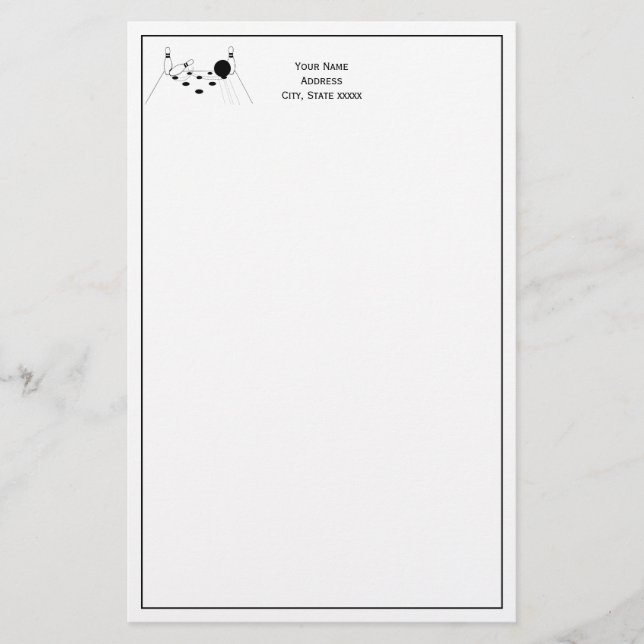 Papelería Bolera deportiva y estacionería de pines (Anverso)