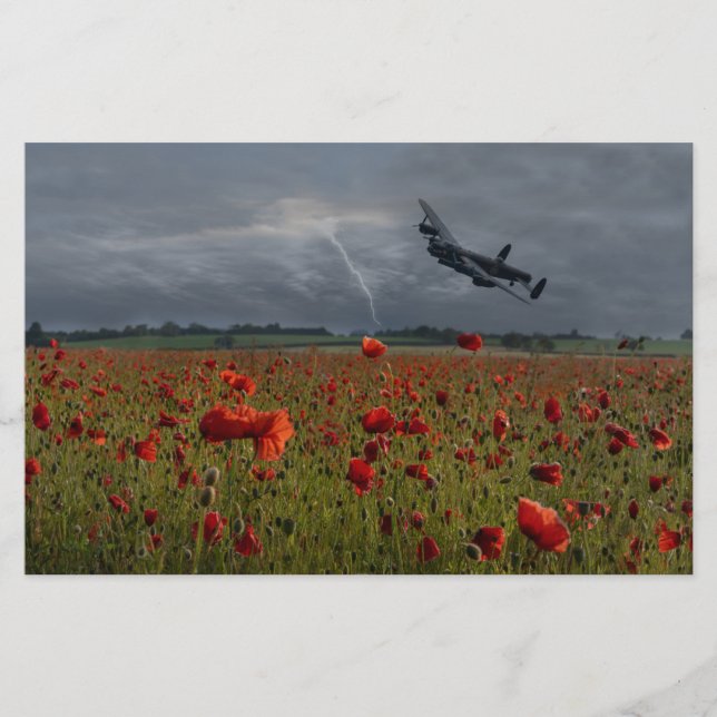 Papelería Bombardero De Lancaster Por Un Campo De Adormidera (Anverso)