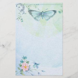 Papelería Bonito de la flor de mariposa del verde azul
