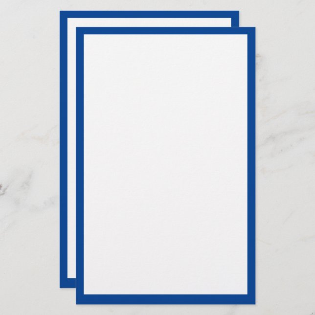Papelería Borde azul Sólido Personalizado plano blanco (Anverso / Reverso)