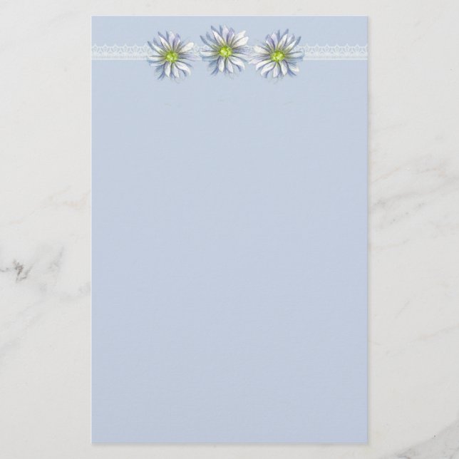 Papelería Borde de dibujo de la margarita azul (Anverso)
