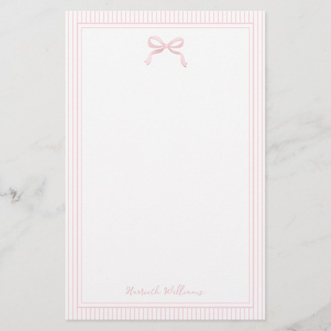 Papelería Borde de franjas y arcos rosados de luz giratoria (Anverso)