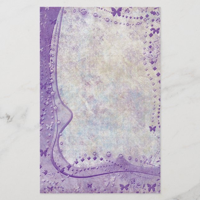 Papelería Borde de mariposa púrpura (Anverso)