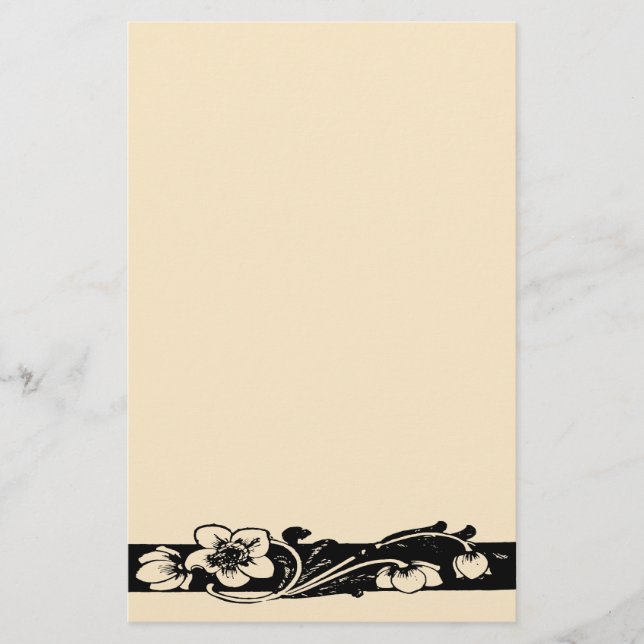 Papelería Borde floral de Art Deco de época (Anverso)