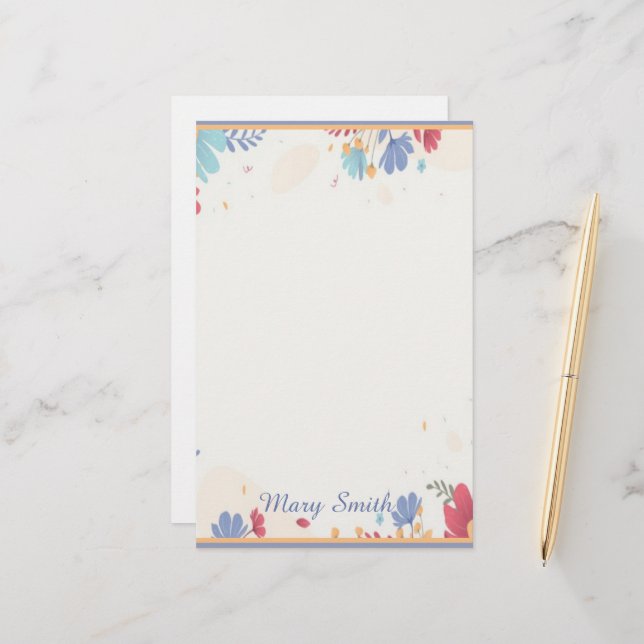 Papelería borde floral personalizado  (Anverso/Reverso In Situ)
