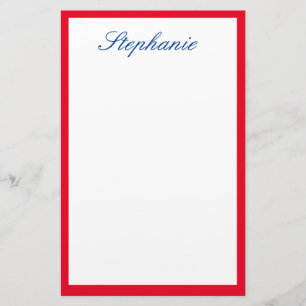 Papelería Borde rojo Monogramas Plantilla de Monogramas Blan
