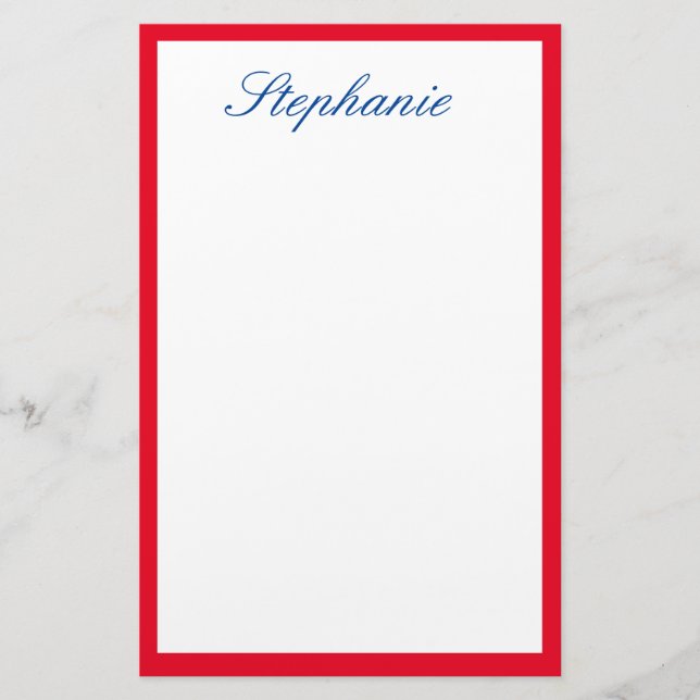 Papelería Borde rojo Monogramas Plantilla de Monogramas Blan (Anverso)