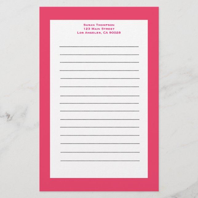 Papelería Borde rosa simple (Anverso)