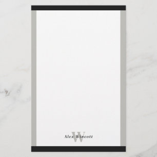 Papelería Bordes negros y grises monogramados