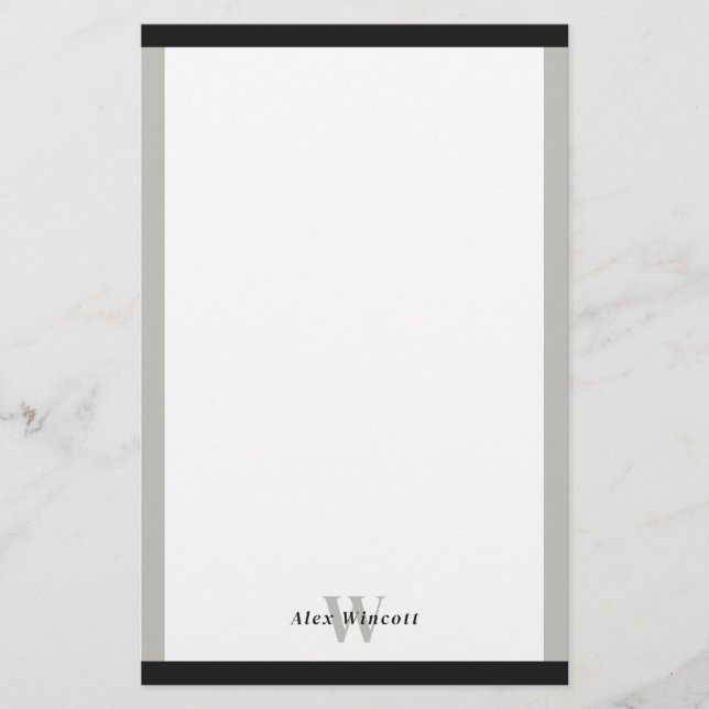 Papelería Bordes negros y grises monogramados (Anverso)