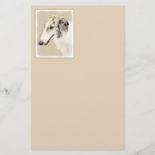 Papelería Borzoi (Brindle plateado) Pintura original de arte