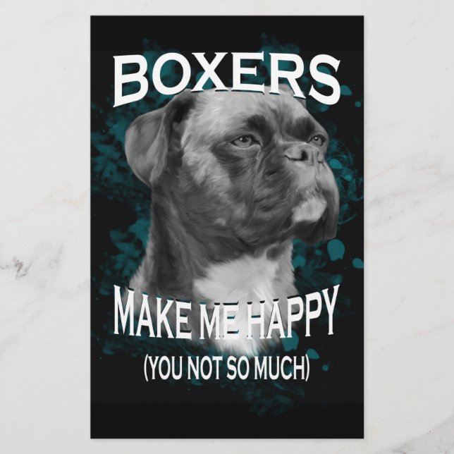 Papelería Boxer Dog Animal Aovers Art Textos (Anverso)