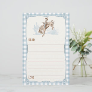 Papelería Boys Blue Plaid Cowboy Primera Cápsula de tiempo r