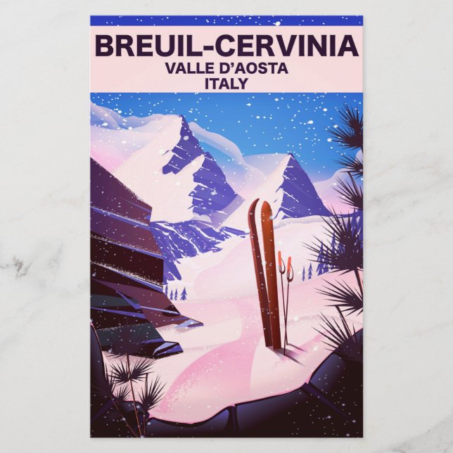 Papelería Breuil-Cervinia, Valle de Aosta, italia, poster de (Anverso)