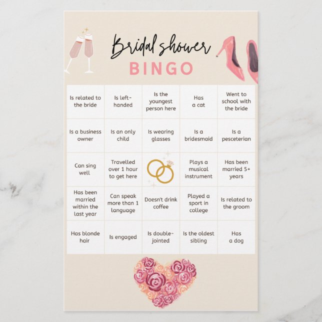 Papelería Bridal Shower Bingo (Anverso)