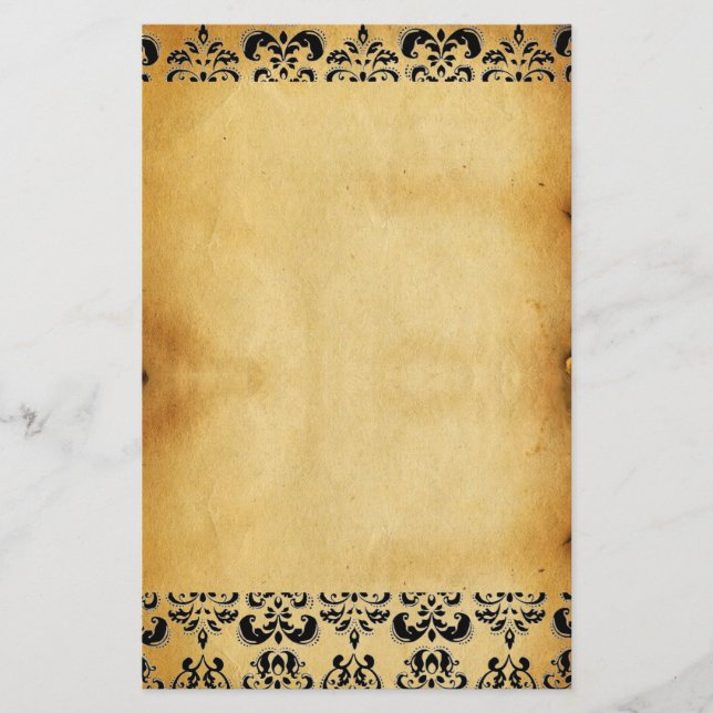 PAPELERÍA BROWN PARCHMENT DAMASK (Anverso)