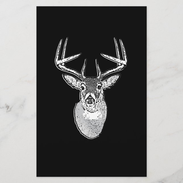 Papelería Buck on Black design White Tail Deer (Anverso)