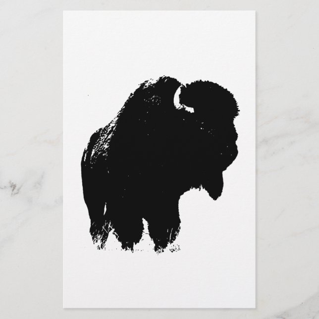 Papelería Búfalo de Bison Black & White Pop Art (Anverso)