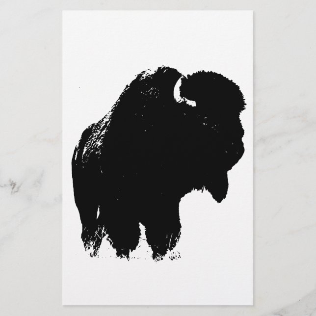 Papelería Búfalo de pop Art Bison Silhouette (Anverso)
