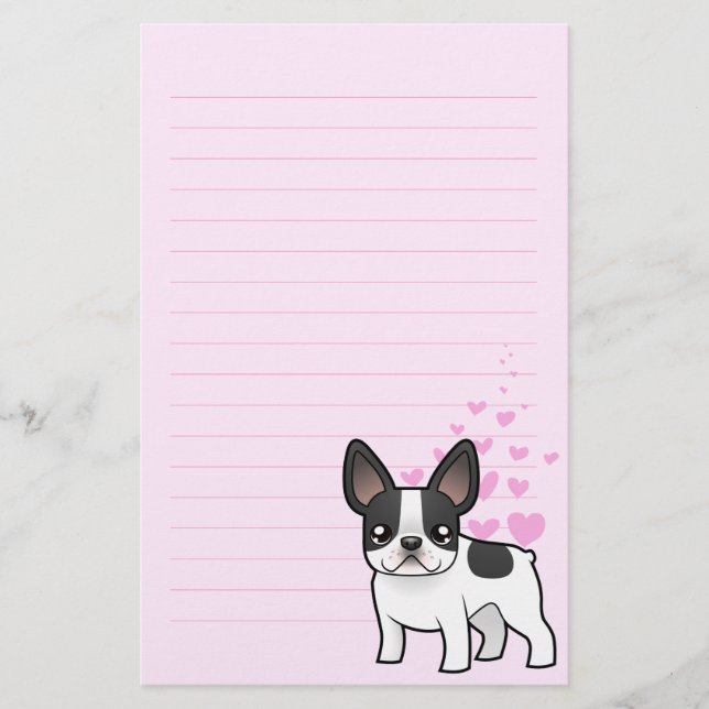 Papelería Bulldog francés amor (Anverso)