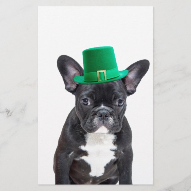 Papelería Bulldog francés con el Día del Gorra San Patricio (Anverso)
