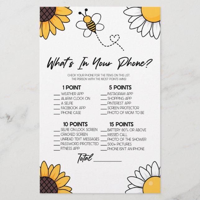 Papelería Bumble Abeja de miel en tu juego de Baby Shower de (Anverso)