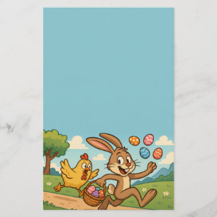 Papelería Bunny roba huevos de gallina con diseño de pascua