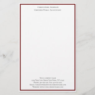 Papelería Burgundy White Profesional Business Personalizado