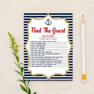 Papelería Búsqueda Náutica Del Juego De Baby Shower Invitado