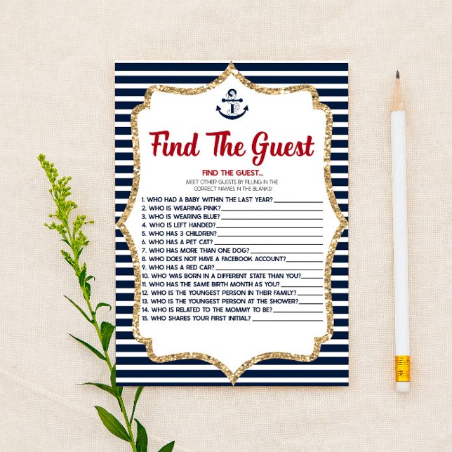 Papelería Búsqueda Náutica Del Juego De Baby Shower Invitado (Subido por el creador)