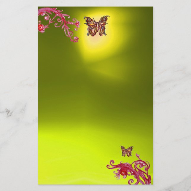 Papelería BUTTERFLY , azul rosa rojo topaz amarillo (Anverso)