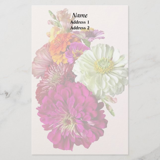 Papelería c_ZinniaMixedColorsZinnia Bouquet Boda mixto Pr (Anverso)