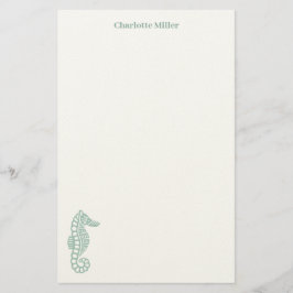 Papelería caballito de mar verde azulado bloqueo huella cost