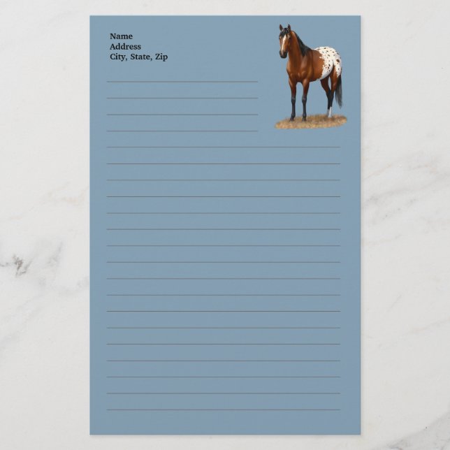 Papelería Caballo Appaloosa de la bella bahía (Anverso)