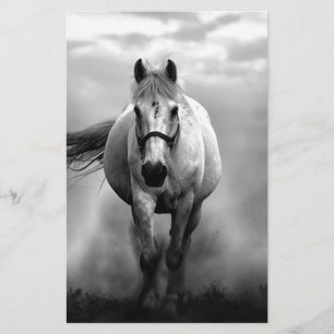 Papelería Caballo Blanco Negro Corriendo Libertad