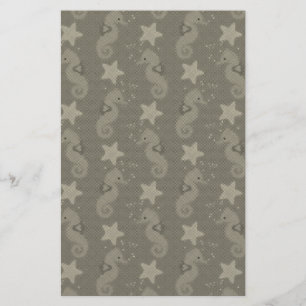 Papelería Caballo De Mar Antiguo Y Patrón De Starfish