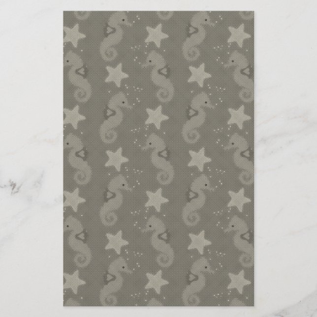 Papelería Caballo De Mar Antiguo Y Patrón De Starfish (Anverso)