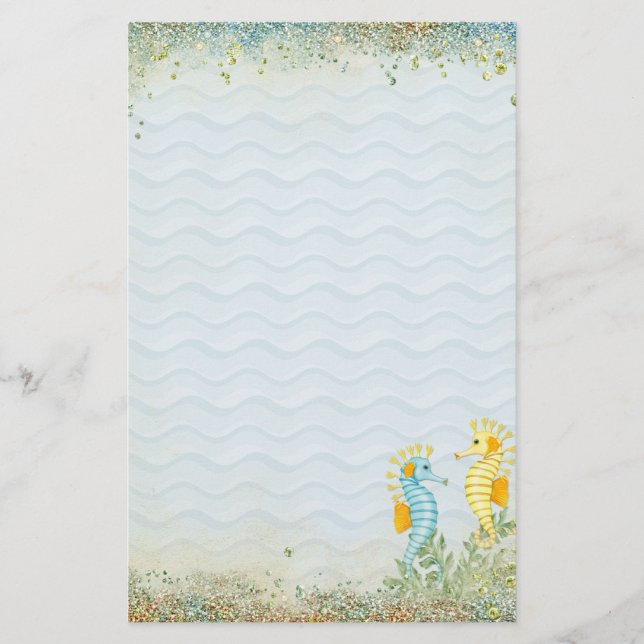 Papelería Caballo de mar y hongos (Anverso)