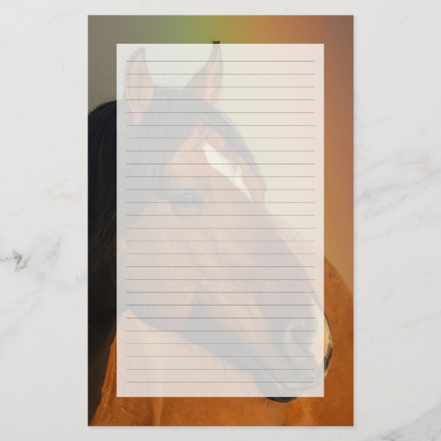 Papelería Caballo salvaje, luz dorada y arcoíris (Anverso)
