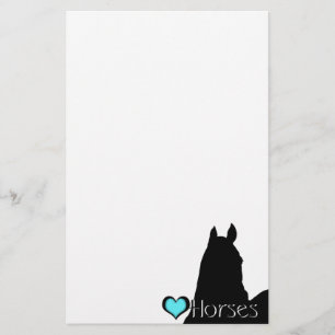 Papelería Caballos de Corazón I Aqua Heart (fondo blanco)