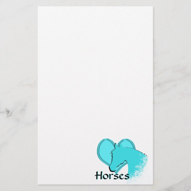 Papelería Caballos de Corazón III (aqua) (Anverso)