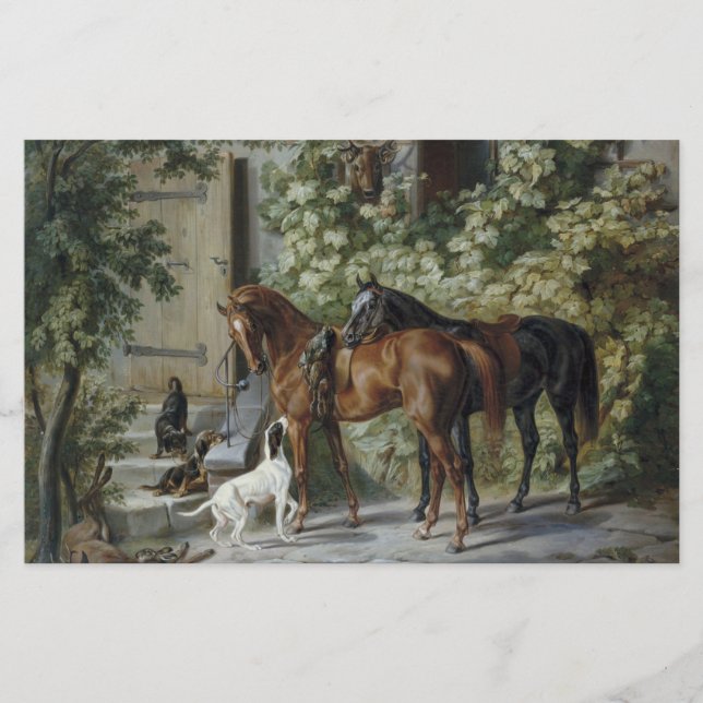 Papelería Caballos en el Porch (por Albrecht Adam) (Anverso)
