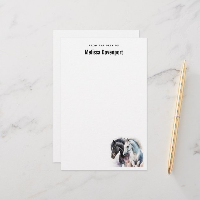 Papelería Caballos hermosos en acuarela (Anverso/Reverso In Situ)