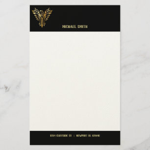 Papelería Cabezal personal para pájaros Fénix de Oro y Negro