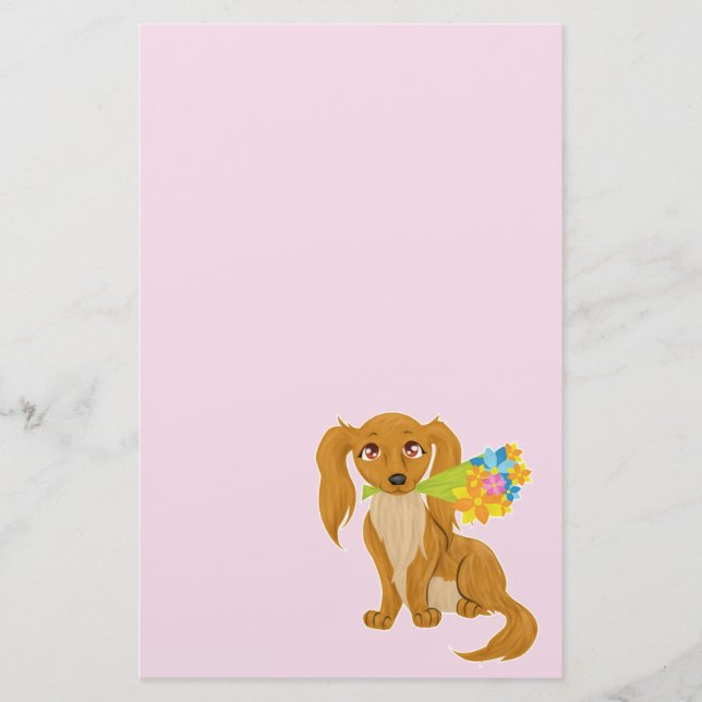 Papelería Cachorro de flores (Anverso)