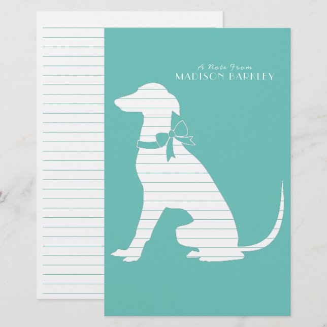 Papelería Cachorro de perro de Greyhound (Anverso / Reverso)